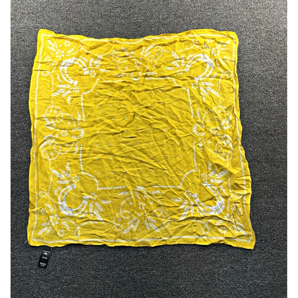 Idyllwind Yellow & White Paisley Square Scarf Woven Viscose 20x20 Logo